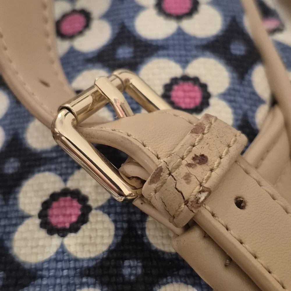 Spartina 449 Women's Blue Floral Linen & Leather Mini Backpack